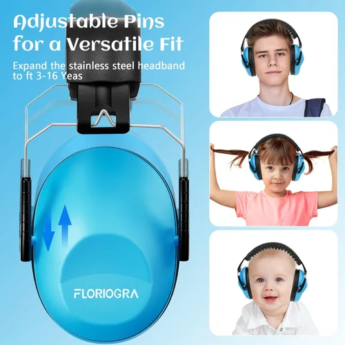 Miniatura 3 de Floriogra Paquete de 2 Auriculares con Cancelación de Ruido para Niños, Orejeras de Protección Auditiva para Niños con Autismo, Niños Pequeños