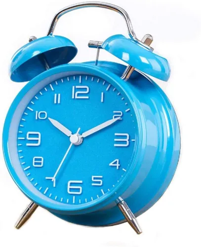 Miniatura 11 de TXY Reloj despertador clásico de doble campana para dormitorio con esfera estereoscópica, carcasa esmerilada, luz de fondo, tono de llamada mecánico