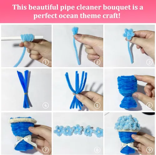 Miniatura 6 de Bundooraking Limpiapipas para Manualidades, Tallos de Chenilla para Proyectos de Arte y Manualidades, Decoraciones DIY de Flores, Suministros