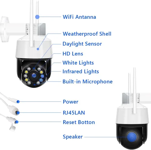 Miniatura 9 de EVERSECU Tuya Smart WiFi 5MP 20X Zoom óptico de seguimiento automático PTZ cámara de seguridad PTZ para exteriores, panorámica/inclinación/zoom