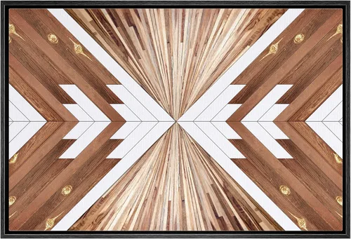 Miniatura 31 de IDEA4WALL Lienzo enmarcado para pared, decoración occidental, collage de polígonos de diamantes, paneles geométricos abstractos de madera, arte