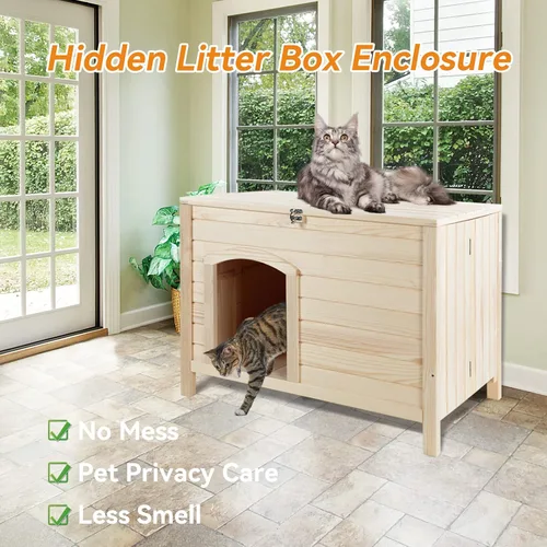 Miniatura 6 de Petsfit Caja de arena plegable, no requiere herramientas para el montaje, caja de arena para gatos, muebles ocultos, se adapta a la mayoría de cajas