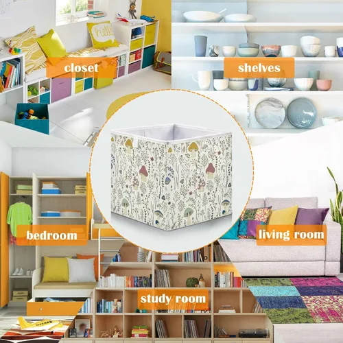 Miniatura 6 de Cubo de almacenamiento de hongos, canasta de almacenamiento plegable grande, caja organizadora de ropa, para estantes, armario, dormitorio, oficina