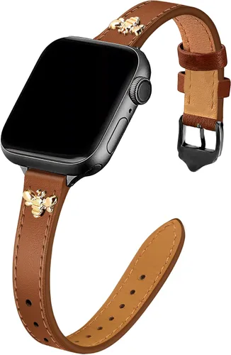 Miniatura 9 de JR.DM Correas de cuero delgadas compatibles con Apple Watch Band 1.496 in 1.575 in 1.614 in 1.654 in 1.732 in 1.772 in 1.811 in 1.929 in, correa