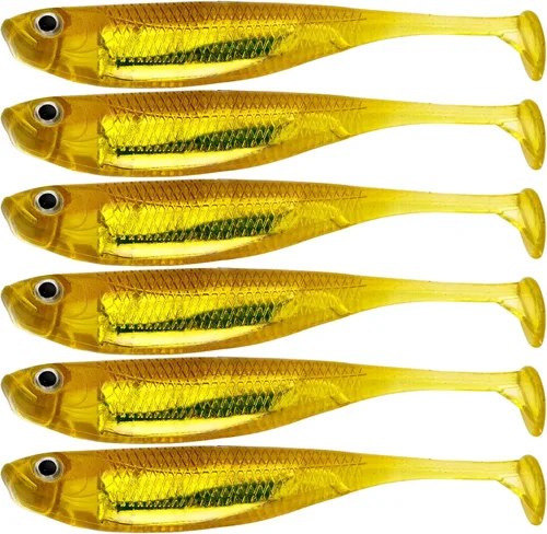 Miniatura 20 de QualyQualy Cebo de plástico suave Swimbait Paddle Tail Shad Lure Soft Bass Shad Bait Shad Minnow Paddle Tail Cebo de natación para Bass Trucha 2#