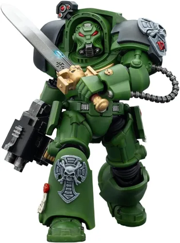 Miniatura 3 de JOYTOY Warhammer 40,000 1/18 Figura de acción Salamanders Terminator 1 con espada de poder y bolter de tormenta, modelo de colección de regalos