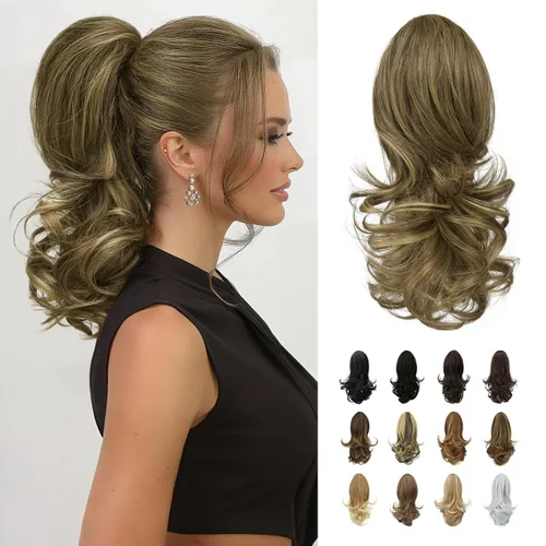 Miniatura 53 de Sofeiyan Extensión de cola de caballo de 11 pulgadas con clip de garra, extensiones de cabello con cola de caballo, cola de caballo larga y rizada