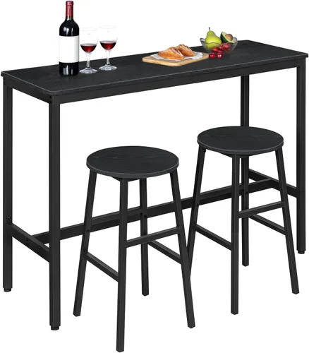 Miniatura 7 de MAHANCRIS Taburetes de bar, juego de 2 sillas de bar redondas con reposapiés, taburetes de bar de desayuno de cocina de 24.4 pulgadas, taburetes