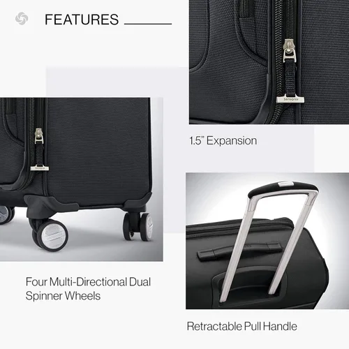 Miniatura 3 de Samsonite Solyte DLX Softside - Equipaje extensible con ruedas giratorias, Negro (Midnight black)), 123569-1548