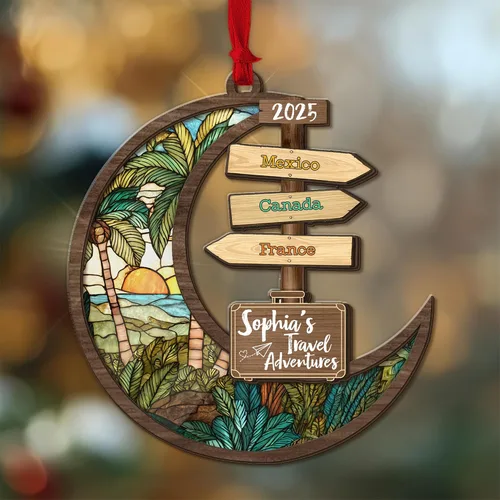 Miniatura 18 de Adorno de Navidad personalizado para parejas - Texto personalizado, lindo adorno de playa, vacación memorable, recuerdo de boda, casados en Hawái