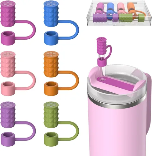 6 tapas de pajita, 0.39 pulgadas/0.394 in para Stanley Cup 30/40 onzas, multicolor Varios colores