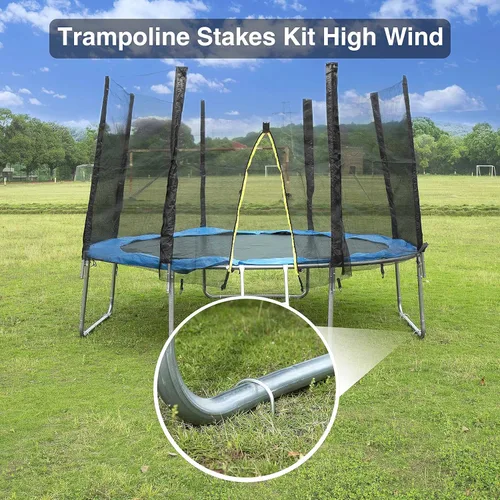 Miniatura 6 de Anclajes de estacas resistentes para trampolín de viento alto, extremos afilados, anclajes de tierra de seguridad de acero galvanizado de 11.8 Negro