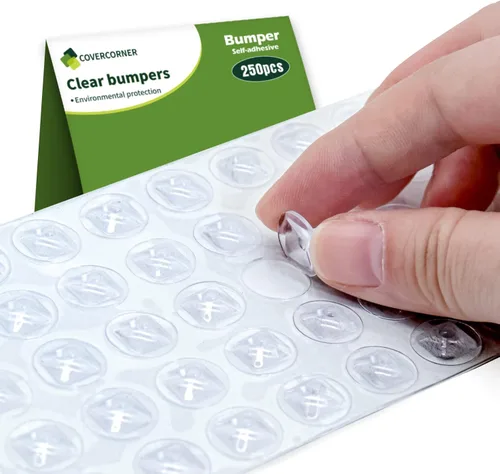 Miniatura 10 de Parachoques de puerta de gabinete de súper alta viscosidad -250 piezas de almohadillas adhesivas transparentes de 1/2 pulgada de diámetro