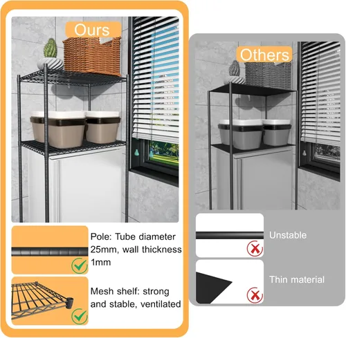 Miniatura 6 de Mini estante para nevera, mini refrigerador y soporte para microondas Altura ajustable, ruedas universales de 360°, ahorro de espacio