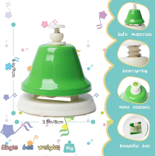 Miniatura 5 de Campanas de Escritorio, Campanas de Mano Diatónicas Arcoíris para Niños con 17 Libros de Canciones y Tarjetas Musicales Flash, Juguetes
