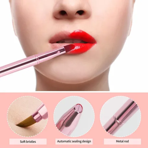 Miniatura 5 de Unaone [2 Pack] Pincel para lápiz labial, pinceles retráctiles para labios, pincel de maquillaje de doble punta para lápiz labial y brillo labial