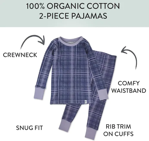 Miniatura 3 de HonestBaby Multipack 2-Piece Pajamas Sleepwear Pjs 100% Organic Cotton for Infant Baby and Toddler Girls