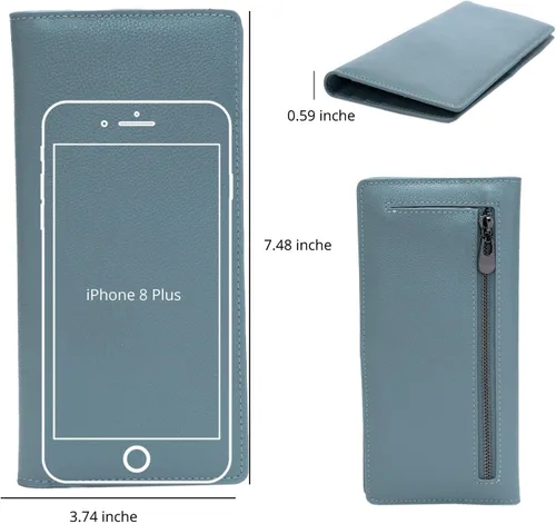 Miniatura 5 de Bveyzi Billeteras de cuero ultrafino con bloqueo RFID para tarjetas de crédito, billetera plegable para mujer