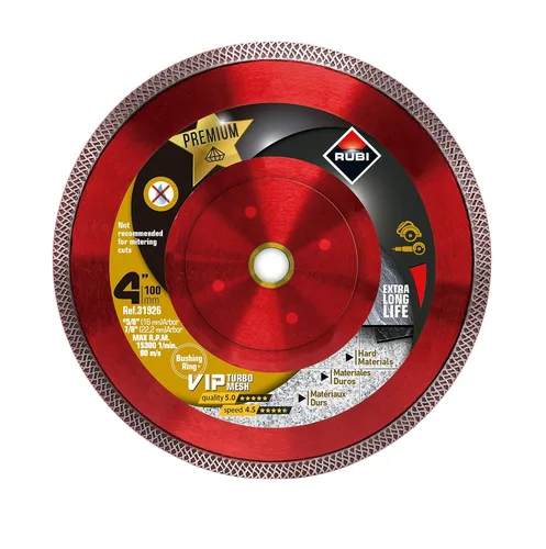 Diamond Blade Dry VIP Turbo Mesh de 4 pulgadas de vida extra larga, ideal para cortar granito, azulejos de porcelana, pizarra y más, adaptador de