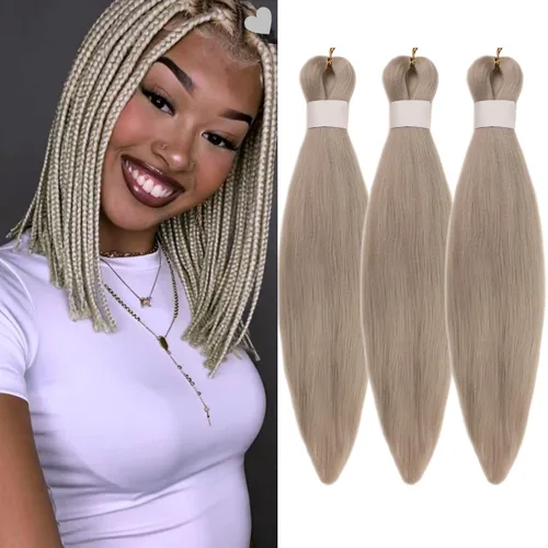 Miniatura 29 de Cabello trenzado verde azulado preestirado, hipoalergénico, sintético, color azul aguamarina, para trenzas y giros, extensiones de cabello largo