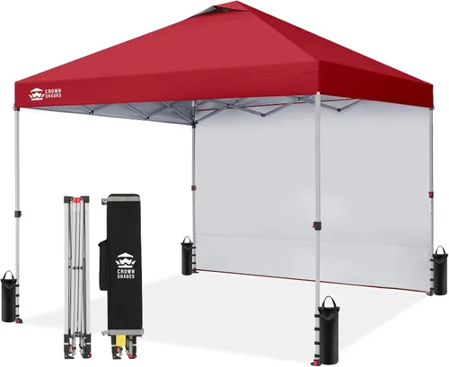 Miniatura 24 de CROWN SHADES - Toldo desplegable de 12 x 12 pulgadas con tela recubierta de color plata 150D, incluye 1 pared lateral extraíble, 4 cuerdas, 8
