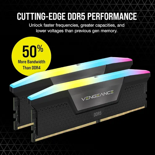 Miniatura 3 de CORSAIR Vengeance RGB DDR5 RAM 32 GB (2 x 16 GB) 6000 MHz CL30 Intel XMP iCUE Memoria de computadora compatible - Negro (CMH32GX5M2B6000C30)