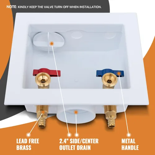 Miniatura 6 de SUNGATOR Pex - Caja de salida para lavadora con drenaje central, caja de válvula para lavadora de lavandería, entrada de crimpado Pex de 1/2 pulgada