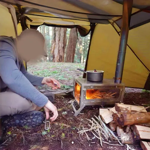 Miniatura 7 de DANCHEL OUTDOOR TSG Estufa Portátil de Leña de Titanio TA1 para Tienda de Campaña para Campamento de Invierno y Mochileros, Estufa Plegable Ligera