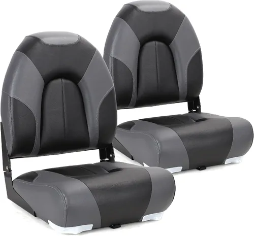 Miniatura 10 de Asiento plegable para barco Deluxe con respaldo alto marino, tornillos de acero inoxidable incluidos