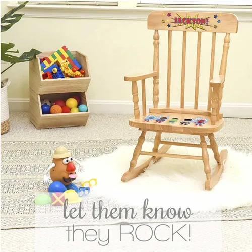 Miniatura 9 de My Bambino Mecedora de madera personalizada para niños, mecedora para niñas, mecedora de madera blanca Silla para niños pequeños con nombre