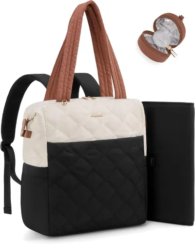 Miniatura 7 de LOVEVOOK Mochila para pañales, bolsa de pañales para mamá y papá con cambiador, bolsillos aislados, mochila ligera convertible para mamá con funda