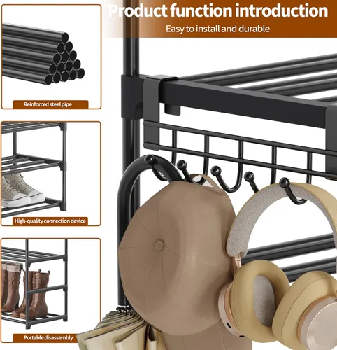 Miniatura 7 de Zapatero de 6 niveles, zapatero para armario, organizador de zapatos para entrada, almacenamiento de zapatos para puerta delantera, entrada