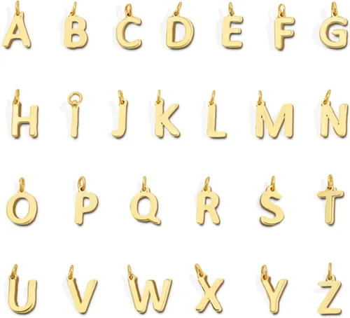 26 dijes de letras del alfabeto A-Z rellenas de oro de 18 quilates para hacer joyas, dije con inicial del alfabeto A-Z, colgantes con purpurina
