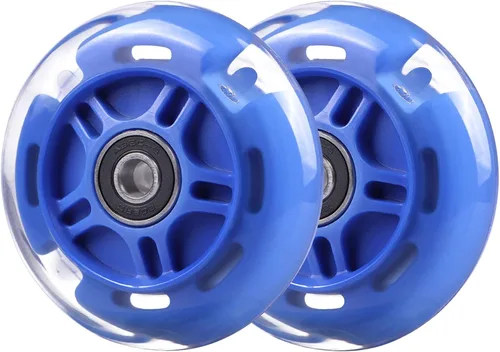 Ruedas traseras de repuesto de 3 ruedas blancas intermitentes de 3 ruedas compatibles con Micro Globber Lascoota Kick Scooter, paquete de 2 (azul)