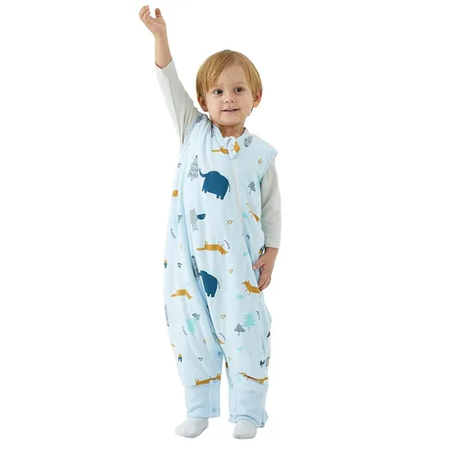Miniatura 17 de Duomiaomiao Paquete de 2 bolsas de dormir TOG para niños de 6 a 12 meses, 100% algodón, ligero, con pies, transpirable, cómoda manta para niños