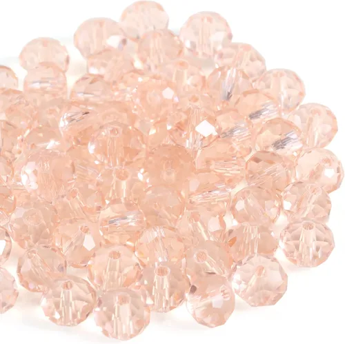 Weebee Briolette Cuentas de cristal facetadas Rondelle sueltas, cuentas espaciadoras de cristal a granel para manualidades, pulseras, collares, Rosa