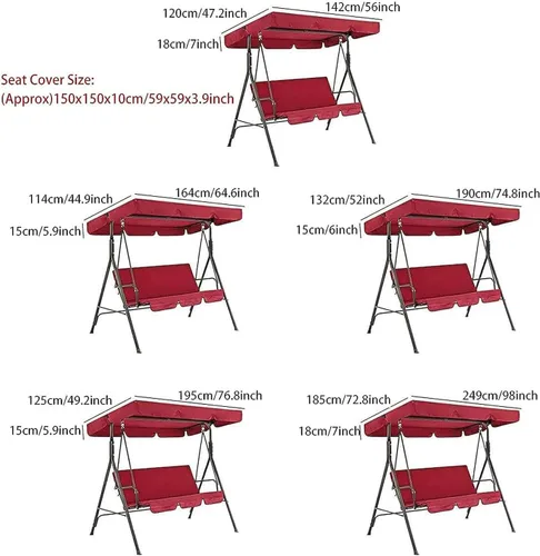 Miniatura 4 de KYOFIS Toldo de columpio para porche, cubierta de repuesto para toldo de columpio, impermeable, resistente al viento, anti-UV, resistente, tela
