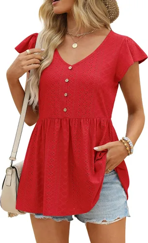 Miniatura 3 de NIASHOT Camisetas para mujer, lindas babydoll casual, peplum holgado, túnica
