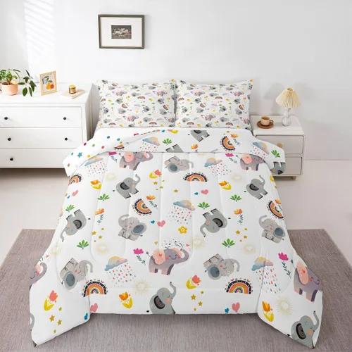 Miniatura 12 de Erosebridal Edredón de zorro para niños, tamaño individual, juego de ropa de cama de zorro de dibujos animados para niños y niñas, decoración