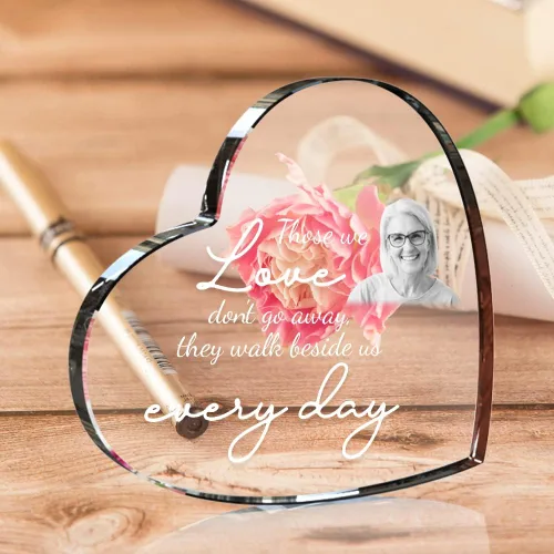 Foto de cristal 3D – Corazón grabado con imagen, regalos personalizados para el día de la madre con tu propia foto para mamá, papá, hombres,