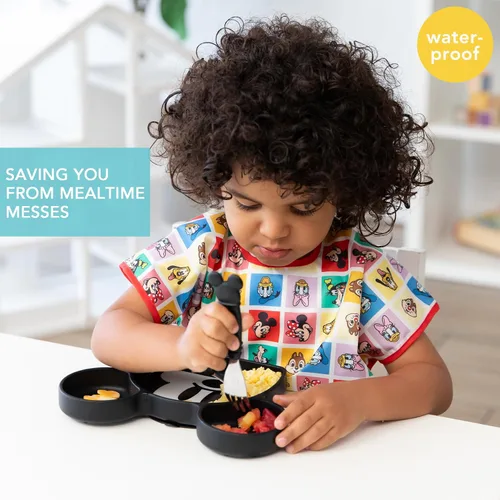 Miniatura 2 de Bumkins Baberos para niñas o niños, bebés, niños pequeños y niños, imprescindibles para comer sin desorden, manga corta, MVP de Disney Mickey & A2