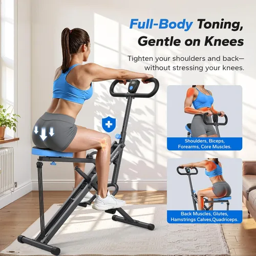 Miniatura 2 de Máquina de sentadillas, MERACH R07 2 en 1, máquina de remo para sentadillas, fácil instalación y equipo de ejercicio plegable, máquina de Gris
