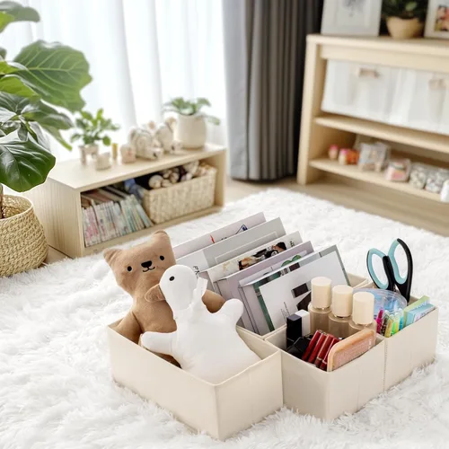 Miniatura 9 de Criusia Organizador de Cajones para Ropa, Paquete de 10 Organizadores de Cómoda para Ropa de Bebé, Ropa Interior, Calcetines - Contenedores Beige