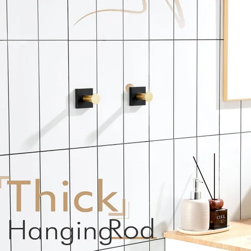 Miniatura 12 de KOKOSIRI Ganchos para bata, ganchos para toallas de baño, para pared, armario, cocina, toallas colgantes, accesorios de baño, color negro con acero