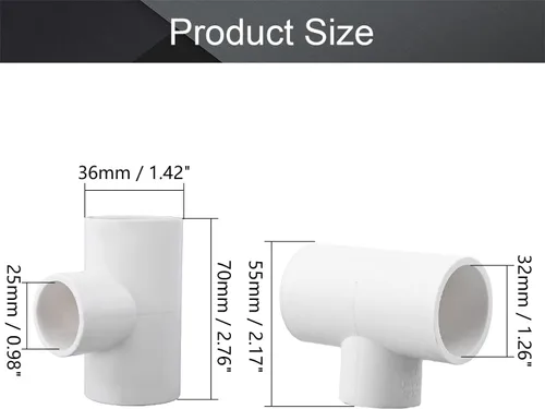 Miniatura 2 de MroMax Reductor Tee PVC Pipe Fitting T-Shaped Connector 1 x 1 x 3/4-Inch ID Slip Fix Hold Corresponding Pipe White 1pcs