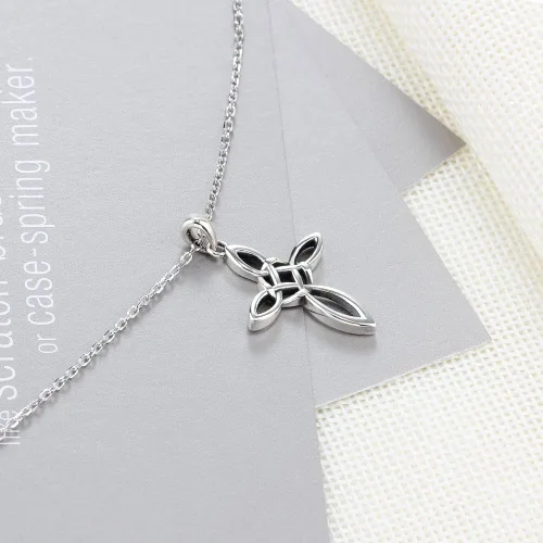 Miniatura 5 de Collar con colgante de nudo celta de plata de ley 925, joyería de moda para mujer, cadena Rolo de 18 pulgadas