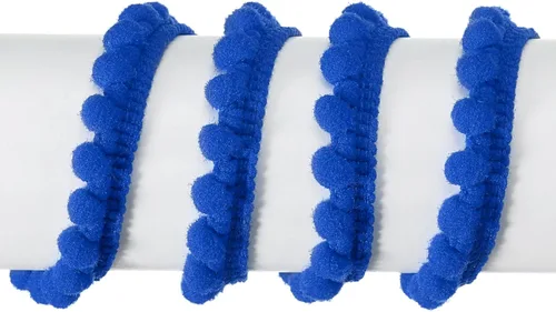 Miniatura 3 de uxcell 2 piezas de 10 yardas con flecos de pompones, accesorio de costura de cinta, manualidades para el hogar, cortina, ropa, decoración de Azul