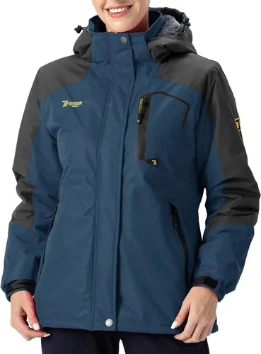 Miniatura 2 de Rdruko Chaqueta de esquí impermeable para mujer, resistente al viento, para snowboard, trabajo, para uso en invierno