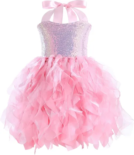 Vestido tutú para niñas, vestido de tul con lentejuelas, vestido de princesa para niñas pequeñas, disfraz de fiesta de cumpleaños brillante