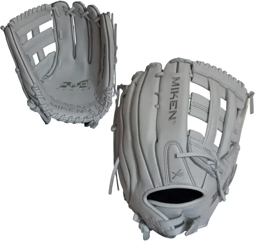 Miken Pro Series - Guantes de sóftbol de lanzamiento lento, 13 pulgadas, blanco/rojo blanco/blanco